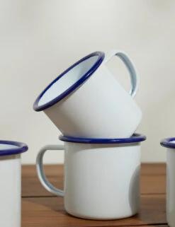 Enamelware Mug (Set Of 2) -TableTrove Sales Store EnamelwareMug BlueRim Setof4 7445