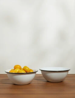 Enamelware Small Serve Bowl (Set Of 2) By Crow Canyon -TableTrove Sales Store EnamelwareSmallServeBowl BlackRim Setof2 7490