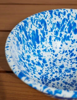 Enamelware Small Serve Bowl (Set Of 2) By Crow Canyon -TableTrove Sales Store EnamelwareSmallServeBowl BlueSplatter Setof2 7474