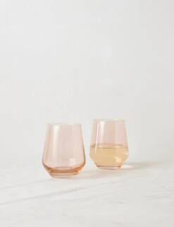 Stemless Wine Glass (Set Of 2) By Estelle Colored Glass -TableTrove Sales Store EstelleColoredGlassStemlessWineGlass Blush Setof2 1