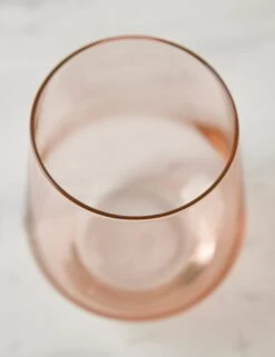 Stemless Wine Glass (Set Of 2) By Estelle Colored Glass -TableTrove Sales Store EstelleColoredGlassStemlessWineGlass Blush Setof2 2
