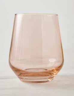 Stemless Wine Glass (Set Of 2) By Estelle Colored Glass -TableTrove Sales Store EstelleColoredGlassStemlessWineGlass Blush Setof2 3