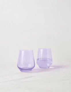 Stemless Wine Glass (Set Of 2) By Estelle Colored Glass -TableTrove Sales Store EstelleColoredGlassStemlessWineGlass Lav Setof2 1