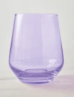 Stemless Wine Glass (Set Of 2) By Estelle Colored Glass -TableTrove Sales Store EstelleColoredGlassStemlessWineGlass Lav Setof2 3