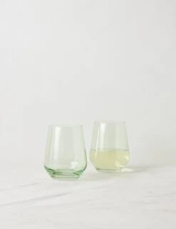 Stemless Wine Glass (Set Of 2) By Estelle Colored Glass -TableTrove Sales Store EstelleColoredGlassStemlessWineGlass MINT Setof2 2