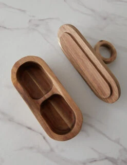 Gibson Divided Container With Lid -TableTrove Sales Store GibsonDividedAcaciaWoodContainerwithLid 14468