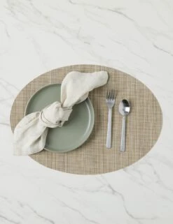 Mini Basketweave Oval Placemat (Set Of 4) By Chilewich -TableTrove Sales Store MiniBasketweaveOvalPlacemats Linen A0656939 4768 Product