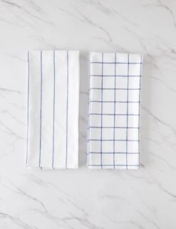 Simple Kitchen Towels (set Of 2) By Farmhouse Pottery -TableTrove Sales Store SimpleKitchenTowels WhitewithNavy 16247