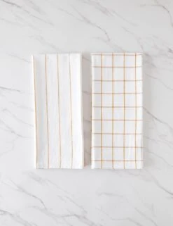 Simple Kitchen Towels (set Of 2) By Farmhouse Pottery -TableTrove Sales Store SimpleKitchenTowels WhitewithOchre 16260