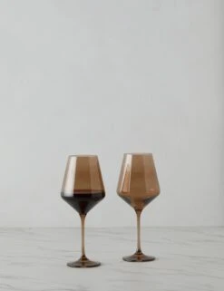 Stemware (Set Of 2) By Estelle Colored Glass -TableTrove Sales Store Stemware setof2 byEstelleColoredGlass AmberSmoke A0655147 17519